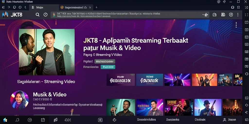 Tampilan antarmuka JKT8 yang menarik dan memudahkan navigasi konten streaming.