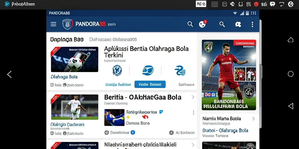 Antarmuka aplikasi PANDORA88 menampilkan berita olahraga bola terkini.