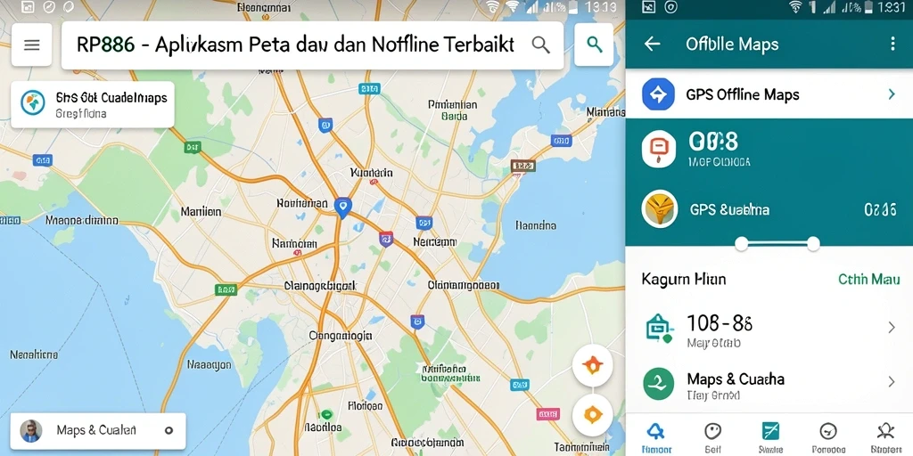 Antarmuka sederhana dan fungsional dari aplikasi GPS Offline Maps.