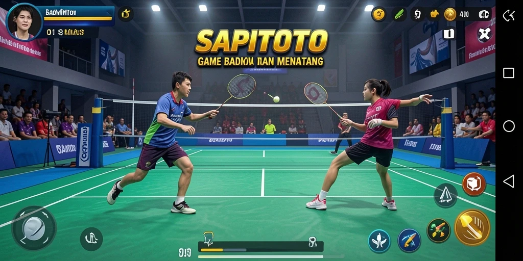 Tampilan antarmuka permainan Badminton yang menarik dan interaktif di SAPITOTO.