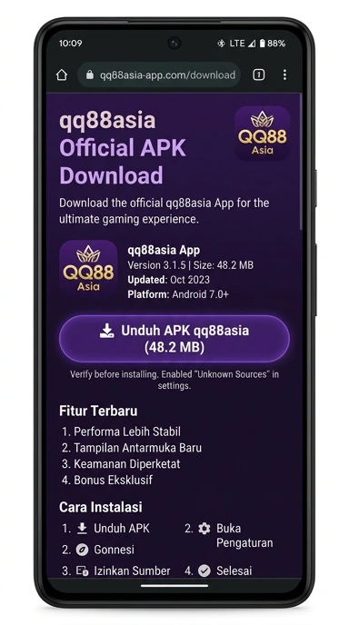 Tampilan halaman APK qq88asia